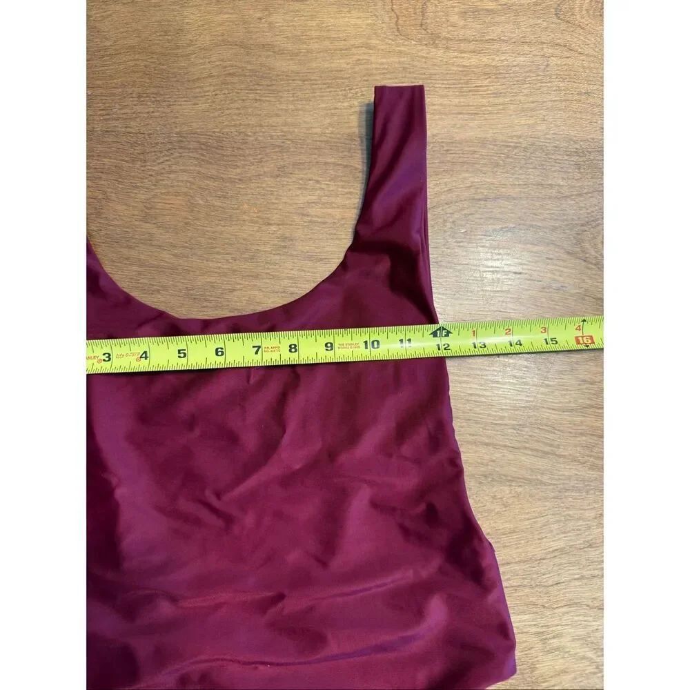 Aerie Women's Square Neck Lined Stretch One-Piece Swimsuit Burgundy XL Junior - Picture 6 of 7